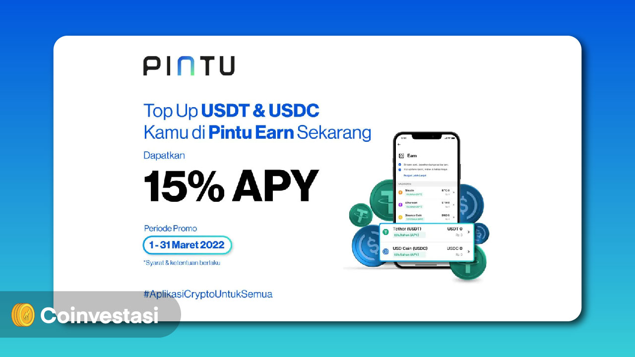PINTU EARN Berikan APY 15% Khusus USDT dan USDC