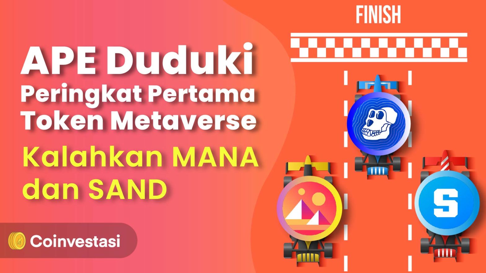 APE Duduki Peringkat Pertama Token Metaverse, Kalahkan MANA dan SAND